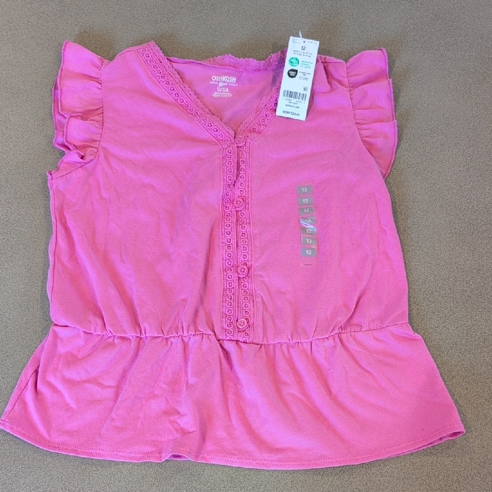 OshKosh B'gosh Pink Flutter Sleeve Blouse